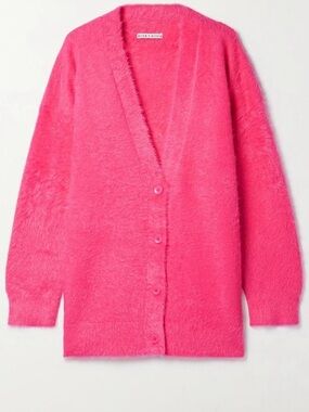 Alice + Olivia Hot Pink Fuzzy Button-Front Cardigan